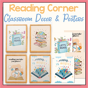 Reading Corner Classroom Decor Posters & Bulletin Board - Wall Art Library Decor