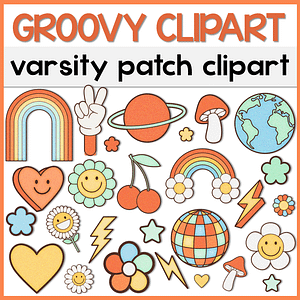 GROOVY CLIPART CLIPART - Varsity Patch Clipart Classroom Decor